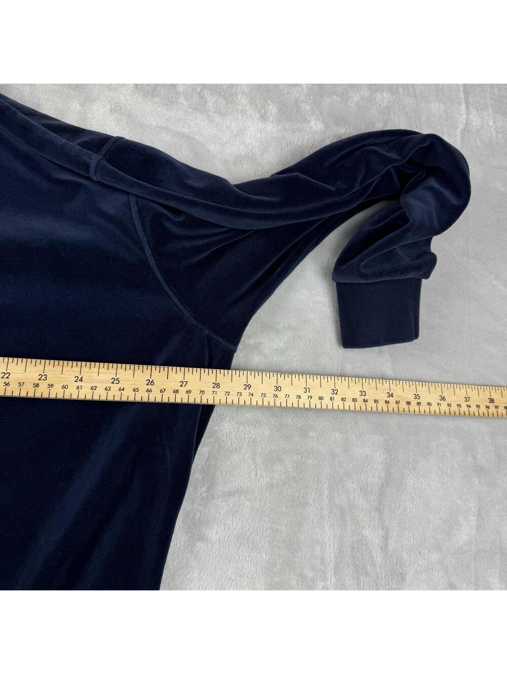 Adidas Originals Velour Crewneck Sweatshirt Navy Trefoil Women 2XL Retro Sporty - Picture 5 of 7